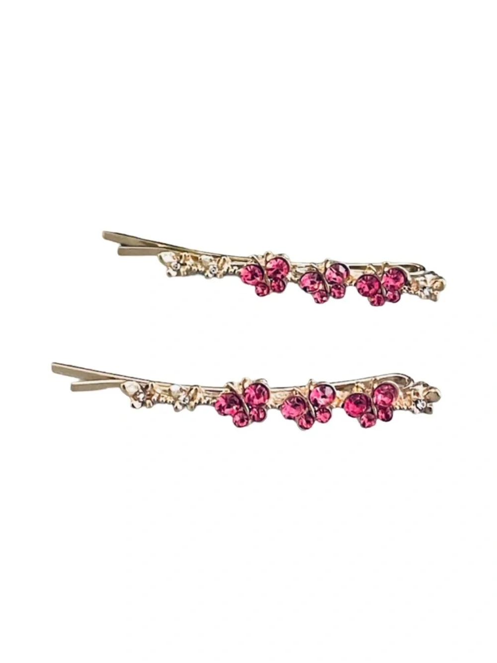 Butterfly Floral Pink Crystal Hair Clips FINAL PRICE DROP